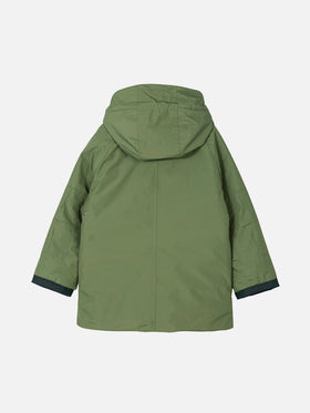 Boy hooded military green parka jacket Voyager Jr - MC2 Saint Barth