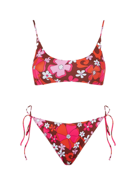 Woman bralette bikini with retro flower print - MC2 Saint Barth