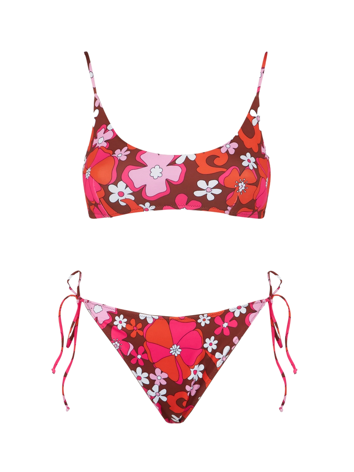 Woman bralette bikini with retro flower print - MC2 Saint Barth