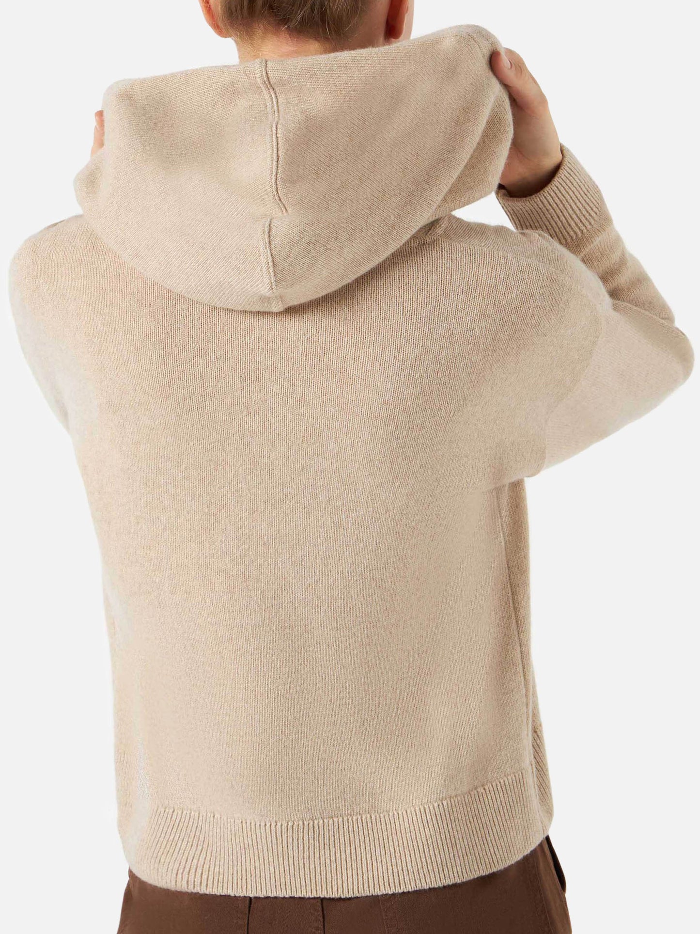 Kurz geschnittener Damen-Kapuzenpullover aus Strick mit „Day Off“-Stickerei