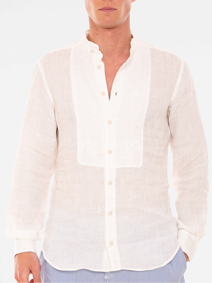 Off white embroidered Man Linen Shirt - MC2 Saint Barth