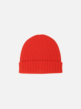 Cashmere blend red hat with check patch - MC2 Saint Barth