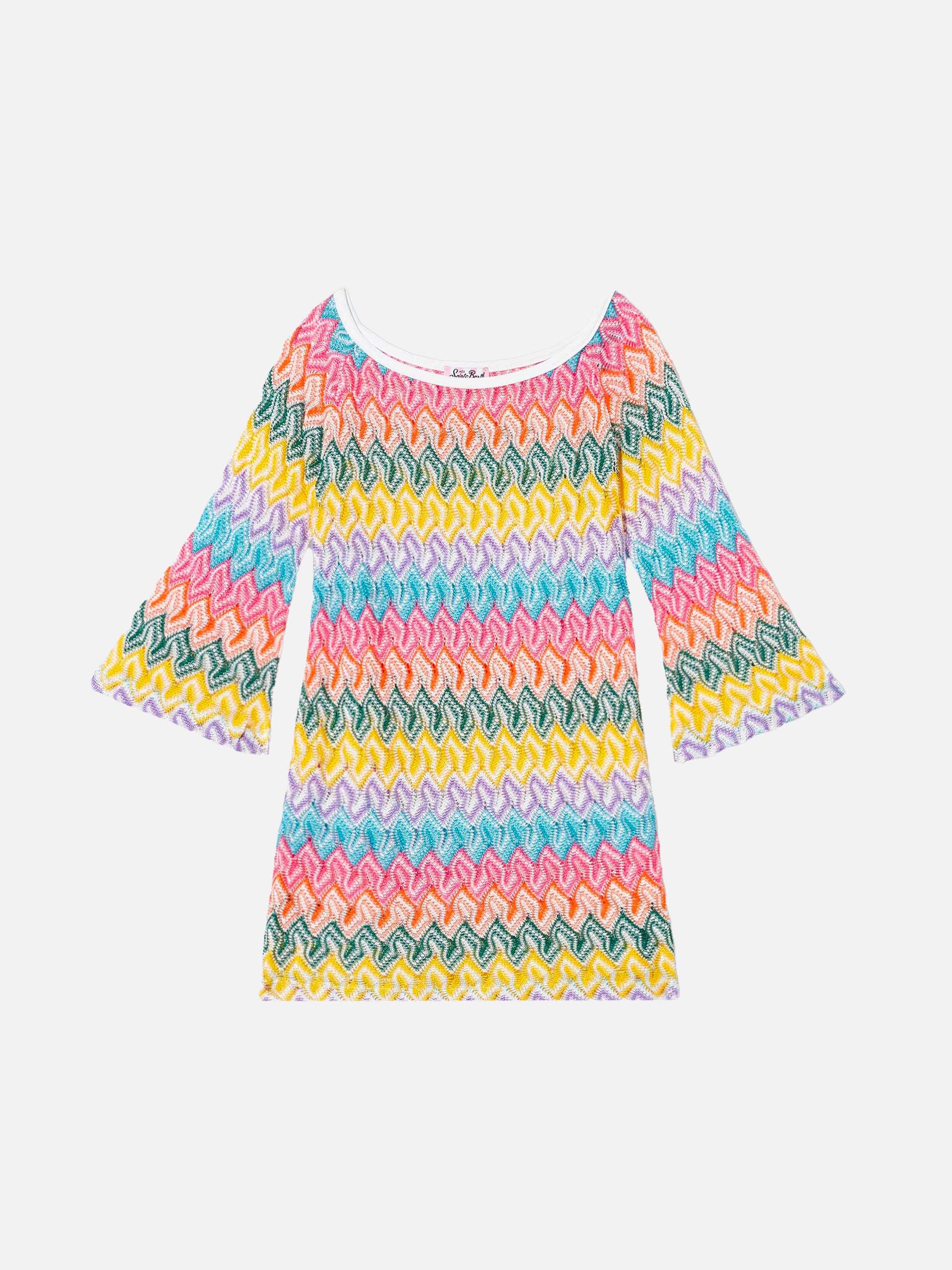 Girls Knit Dress Chevron - MC2 Saint Barth