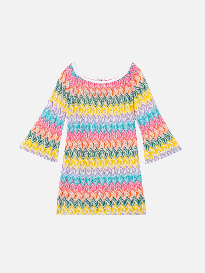Girls Knit Dress Chevron - MC2 Saint Barth
