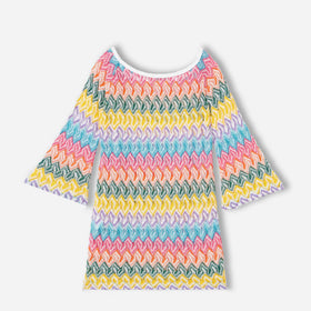 Girls Knit Dress Chevron - MC2 Saint Barth