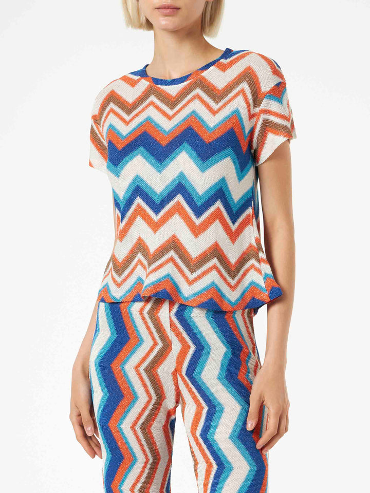 Orange chevron knitted top - MC2 Saint Barth
