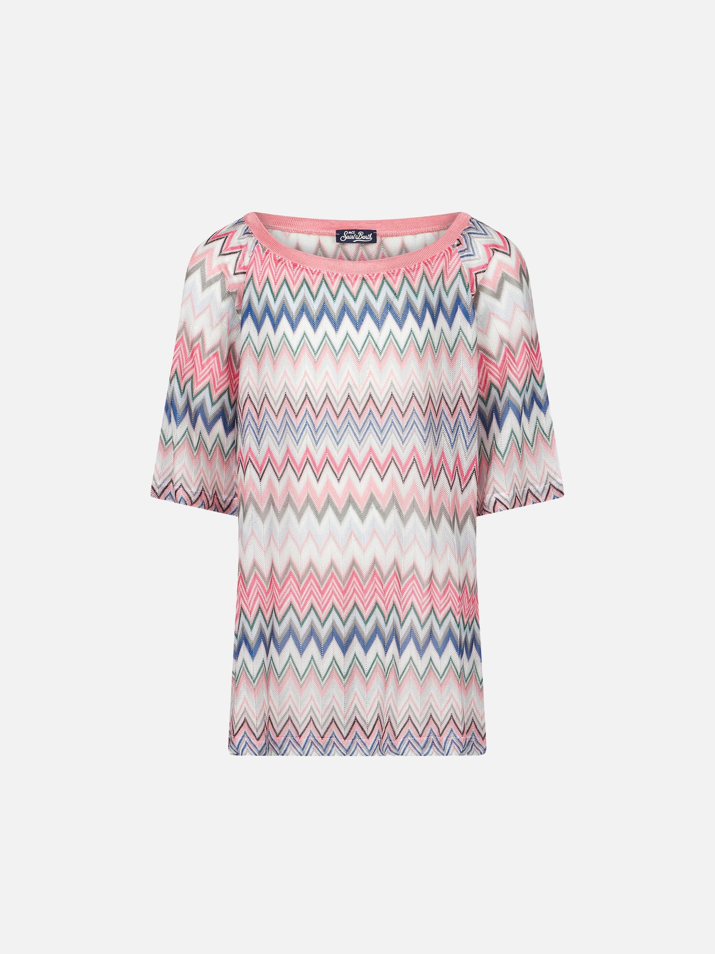 Pink chevron pattern girl knit dress - MC2 Saint Barth