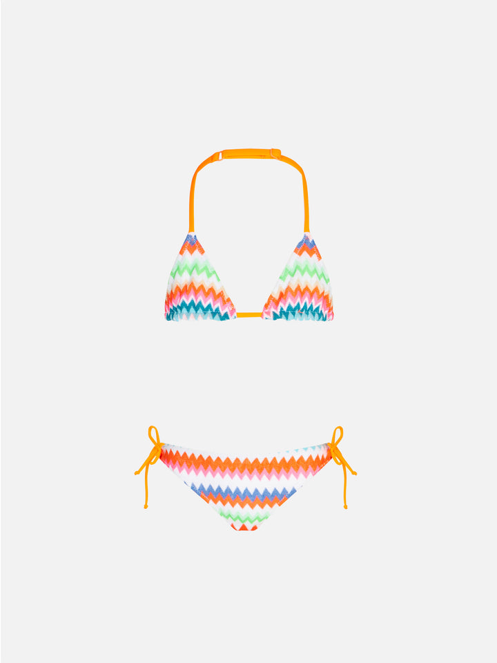 Girl triangle bikini with multicolor pattern - MC2 Saint Barth