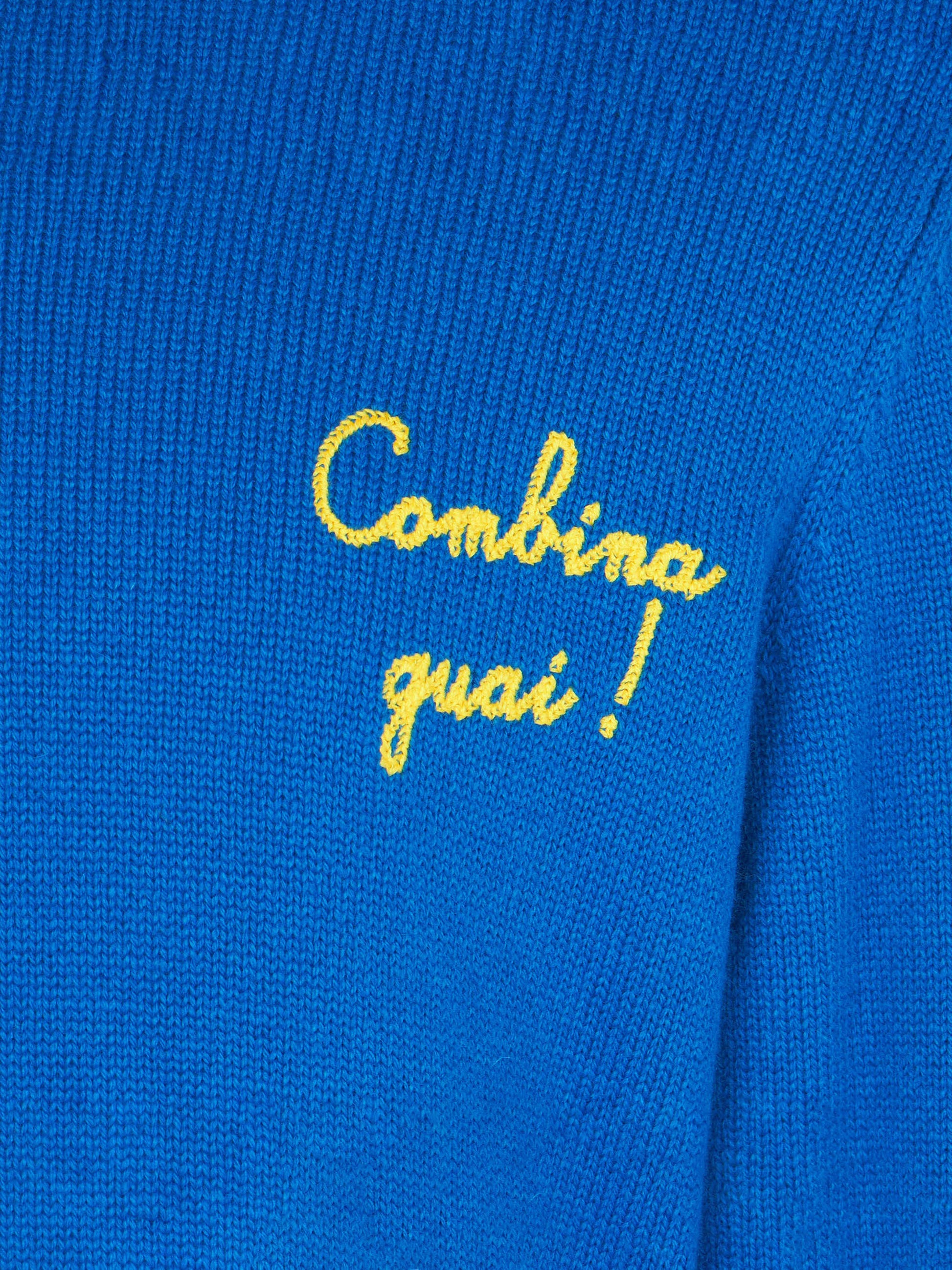 Boy blue crewneck sweater with embroidery - MC2 Saint Barth