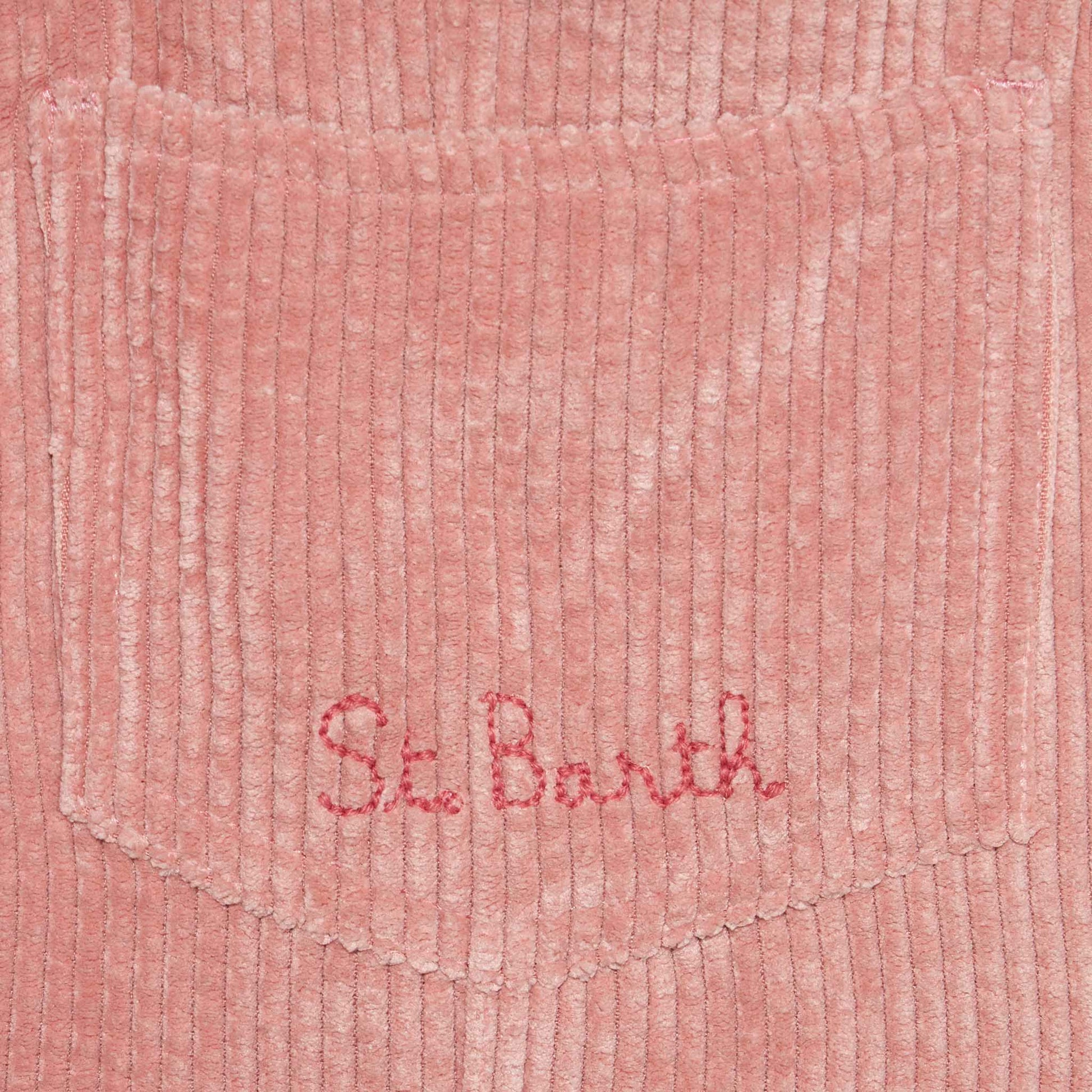 Girl pink corduroy salopette with St. Barth embroidery - MC2 Saint Barth