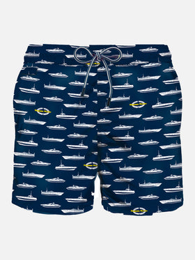 Light fabric man swim shorts yacht print - MC2 Saint Barth