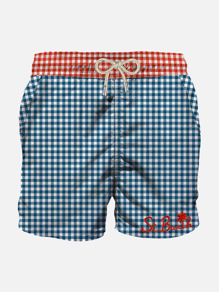 Man swim shorts gingham print with pocket - MC2 Saint Barth