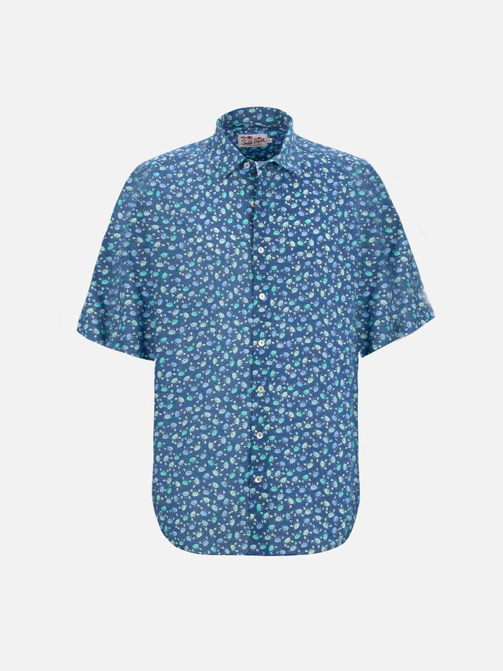 Boy muslin cotton shirt Sharouk with crabs print - MC2 Saint Barth