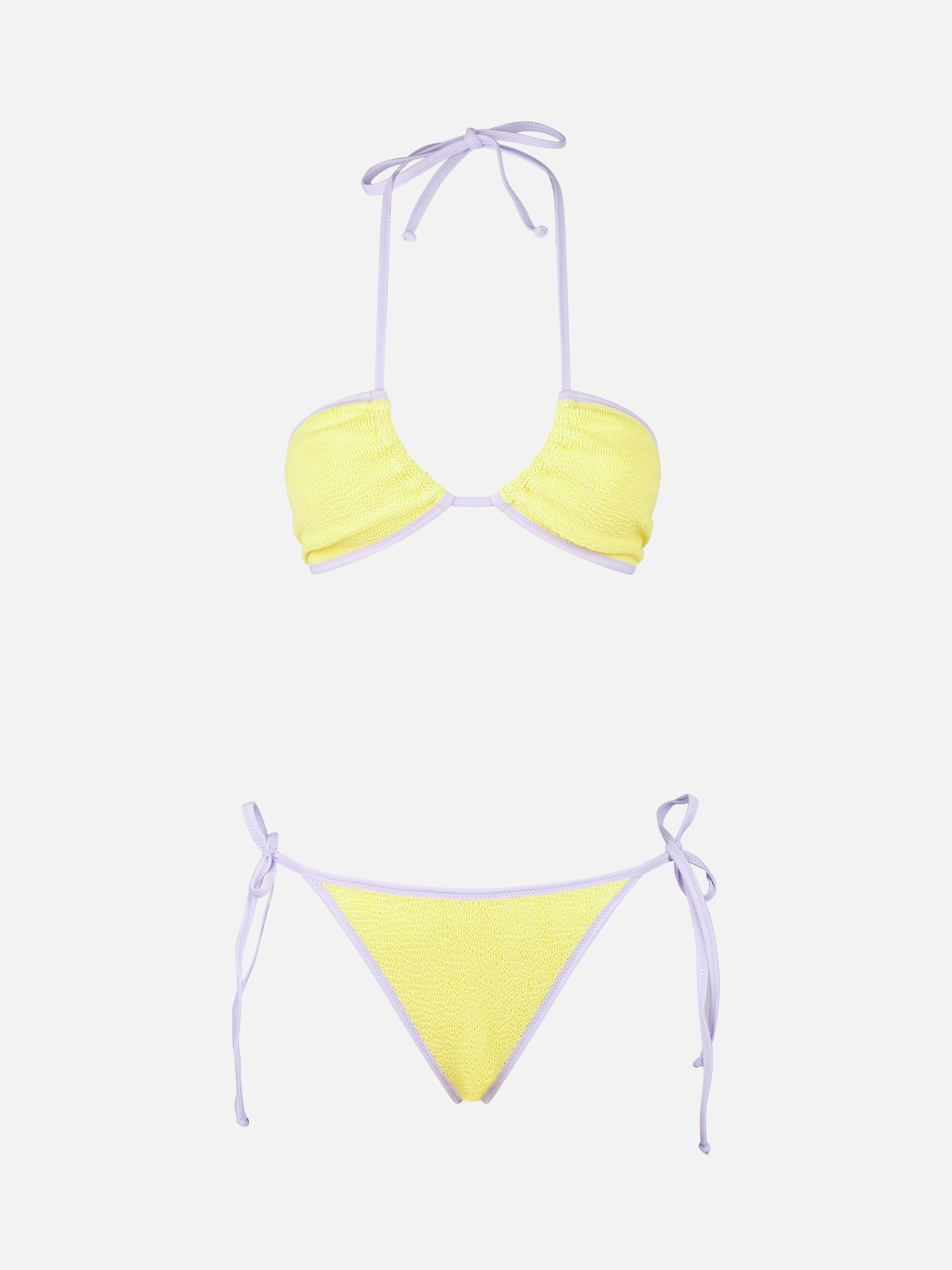 Woman yellow crinkle bandeau bikini | MELISSA SATTA SPECIAL EDITION - MC2 Saint Barth