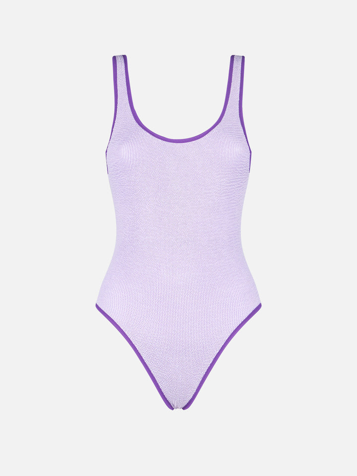 Woman lilac crinkle one piece swimsuit | MELISSA SATTA SPECIAL EDITION - MC2 Saint Barth