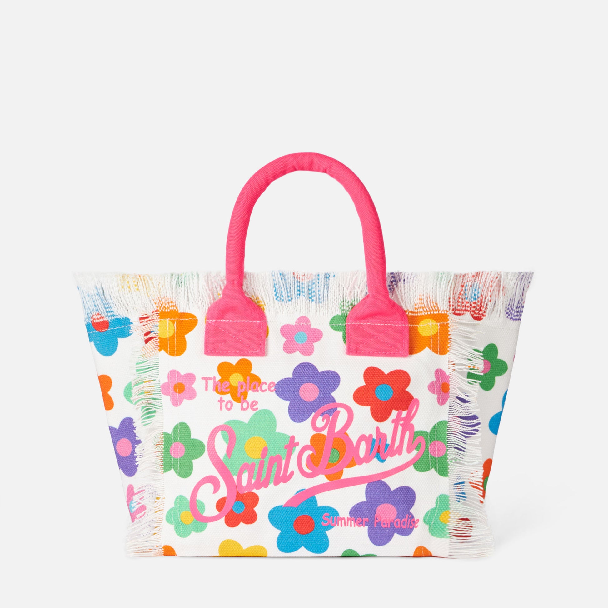 Colette multicolor cotton canvas handbag with flowers print - MC2 Saint Barth