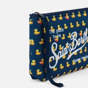 Pochette Aline in scuba con stampa papere