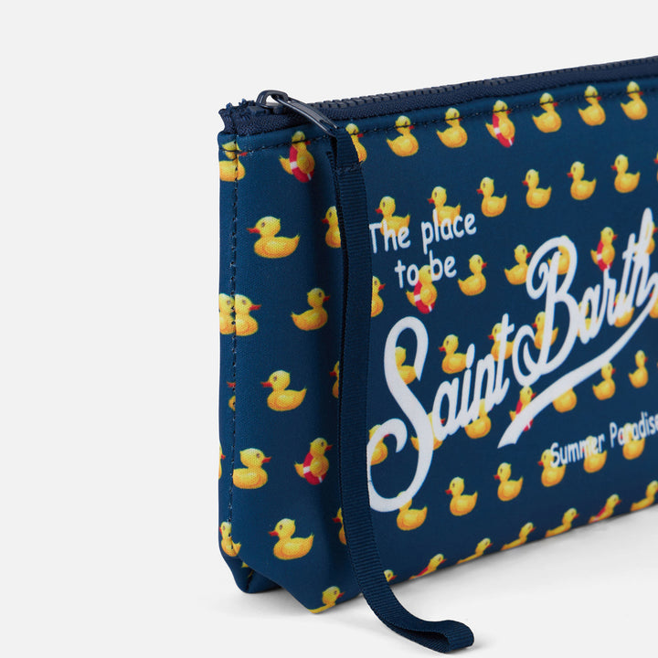 Pochette Aline in scuba con stampa papere