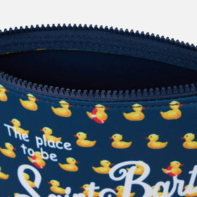 Pochette Aline in scuba con stampa papere