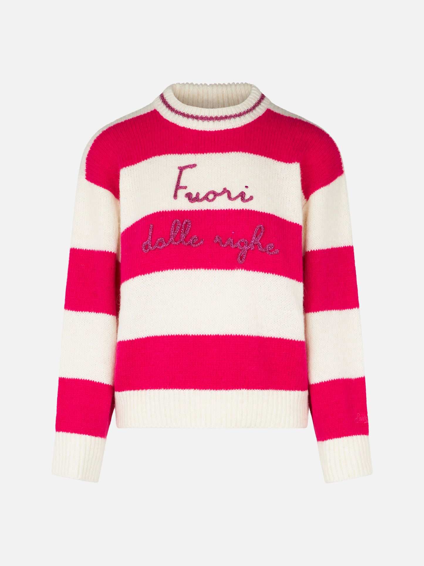 Woman boxy shape soft sweater with Fuori dalle righe embroidery - MC2 Saint Barth