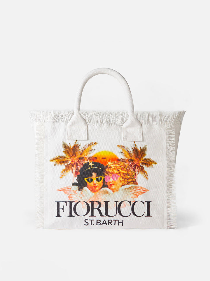 Vanity white canvas shoulder bag with Fiorucci angels print | FIORUCCI SPECIAL EDITION - MC2 Saint Barth