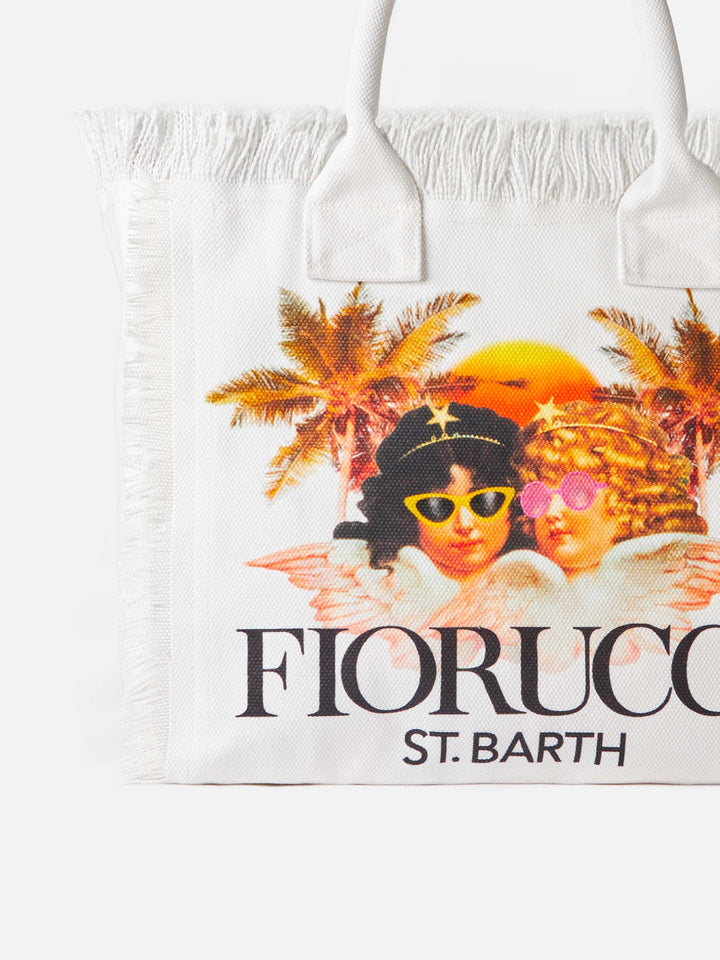 Vanity white canvas shoulder bag with Fiorucci angels print | FIORUCCI SPECIAL EDITION - MC2 Saint Barth