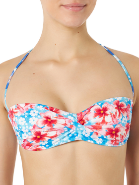 Woman bandeau bikini with flower print - MC2 Saint Barth