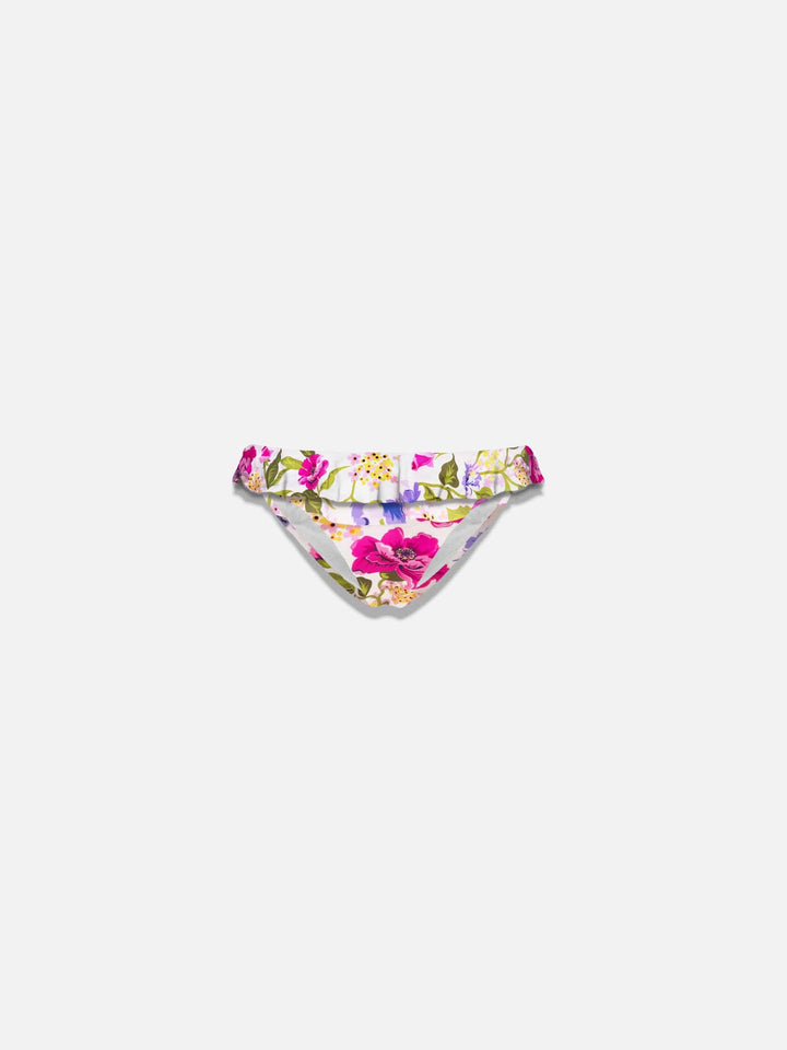 Girl ruffled swim briefs with flower print - MC2 Saint Barth