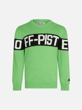 Boy fluo green sweater with Off-Piste lettering - MC2 Saint Barth