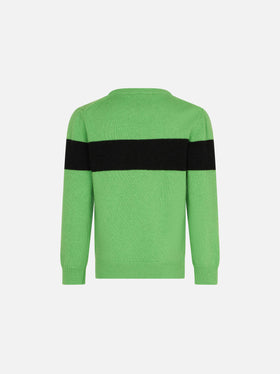 Boy fluo green sweater with Off-Piste lettering - MC2 Saint Barth