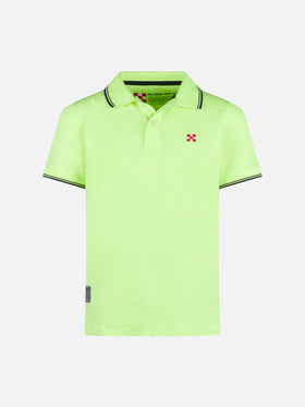 Fluo yellow piquet polo with St. Barth logo - MC2 Saint Barth