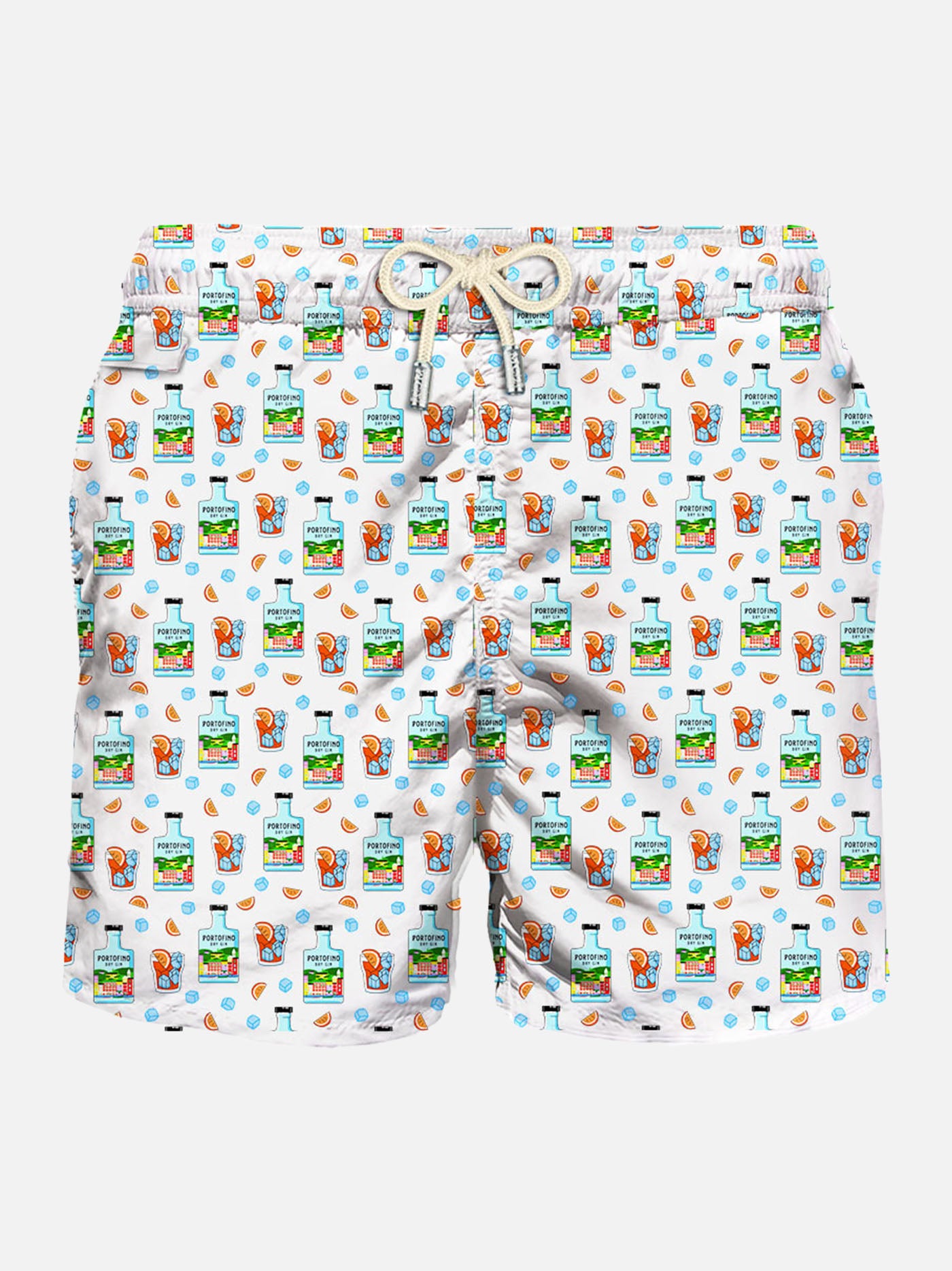 Man light fabric swim shorts with Gin print | PORTOFINO DRY GIN SPECIAL EDITION - MC2 Saint Barth