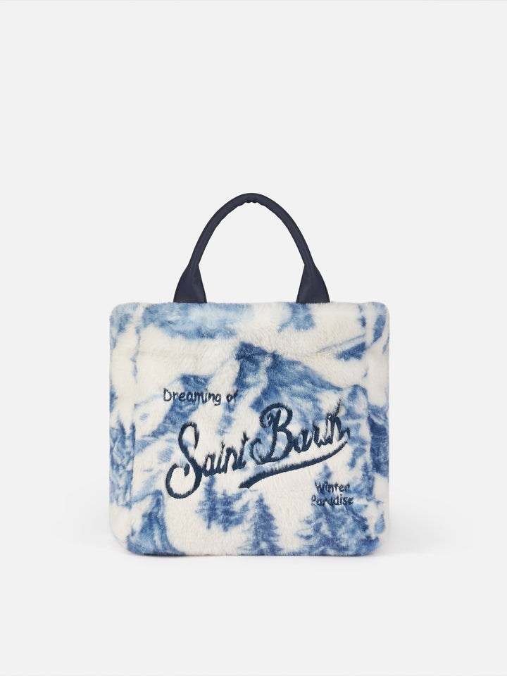 Pelzweiche Mini-Kosmetiktasche mit Toile-de-Jouy-Print