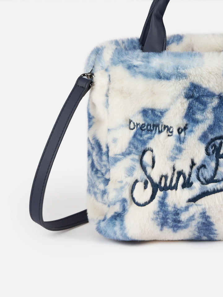 Pelzweiche Mini-Kosmetiktasche mit Toile-de-Jouy-Print