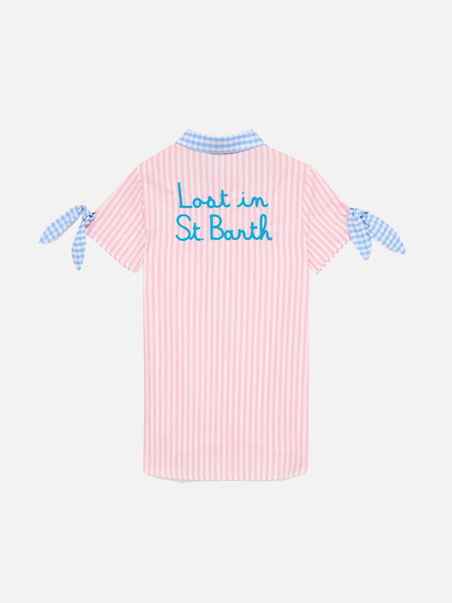 Girl striped shirt dress with embroidery - MC2 Saint Barth