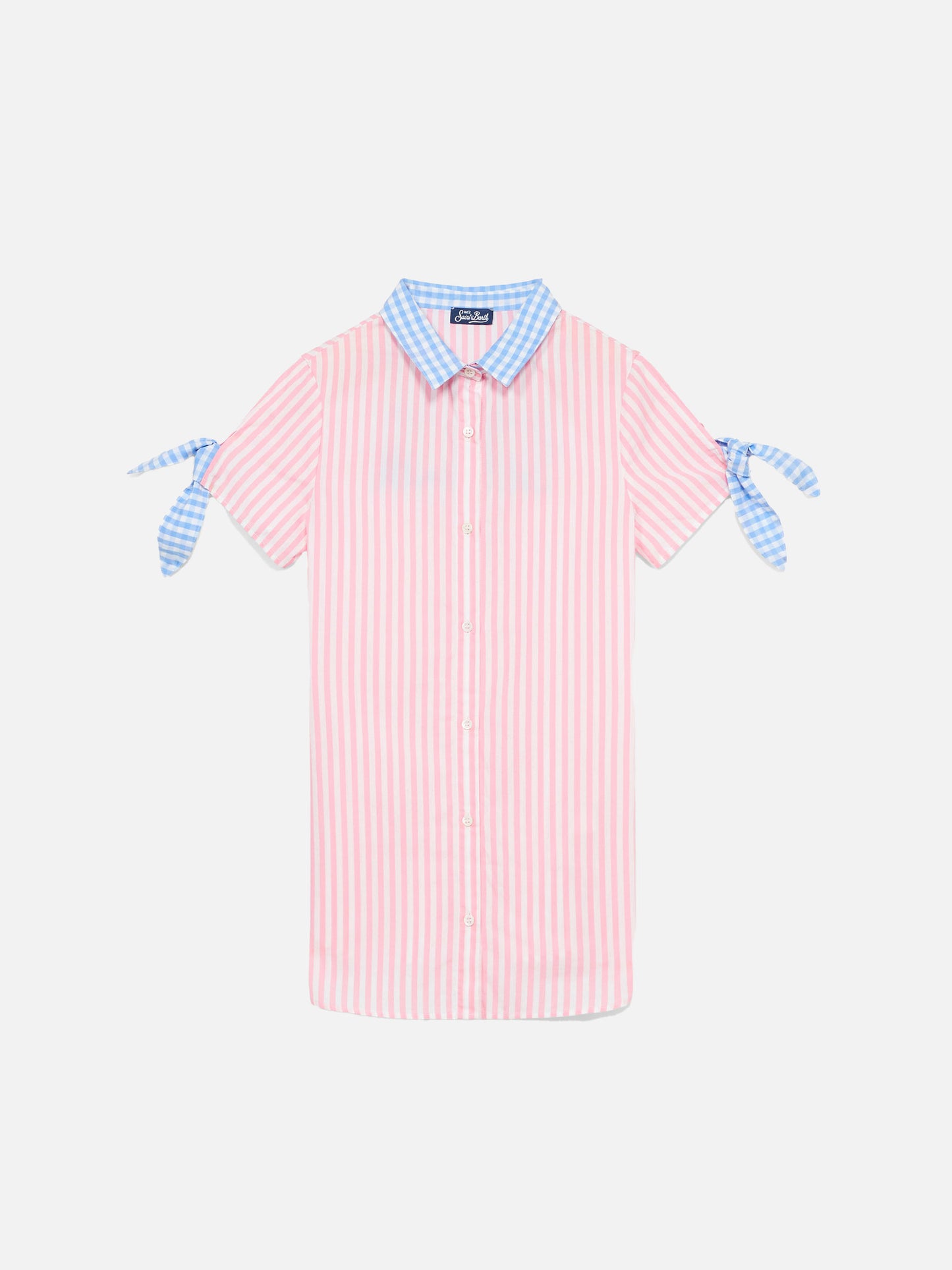 Girl striped shirt dress with embroidery - MC2 Saint Barth