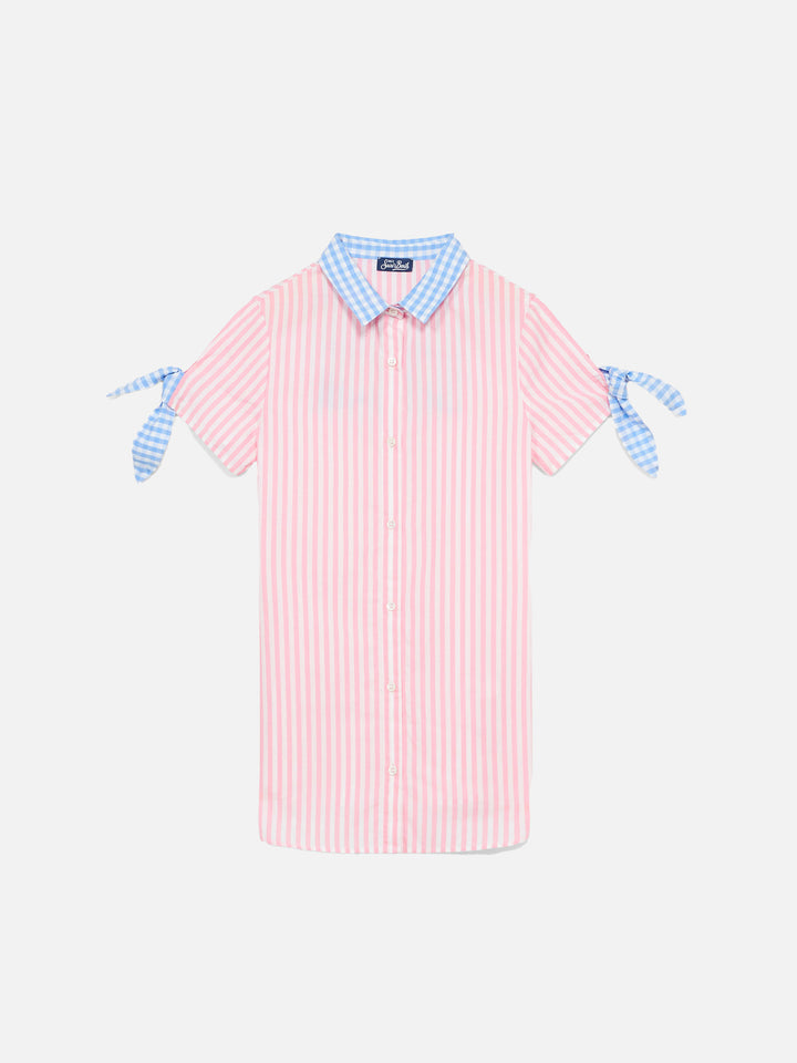 Girl striped shirt dress with embroidery - MC2 Saint Barth