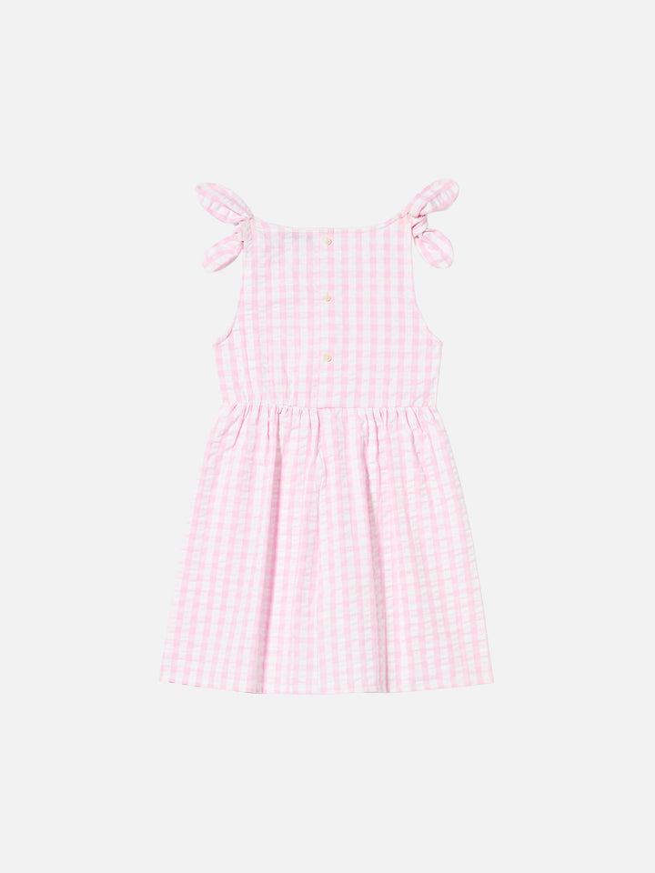 Pink vichy print girl's dress - MC2 Saint Barth