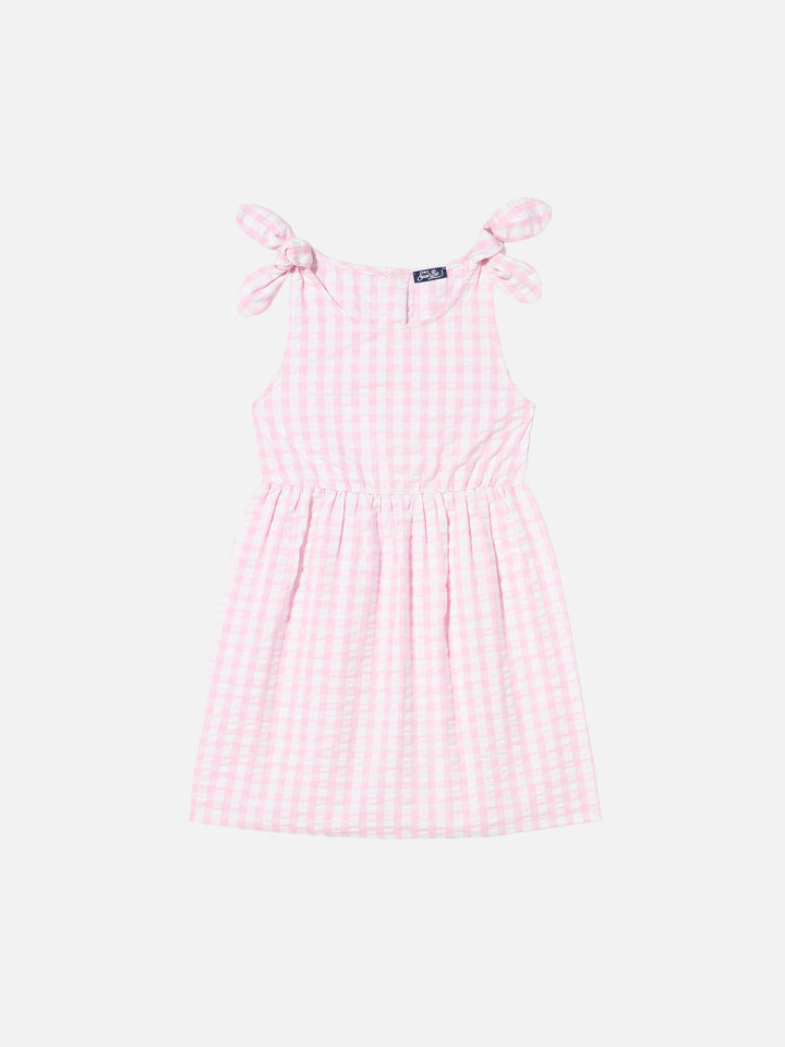 Pink vichy print girl's dress - MC2 Saint Barth