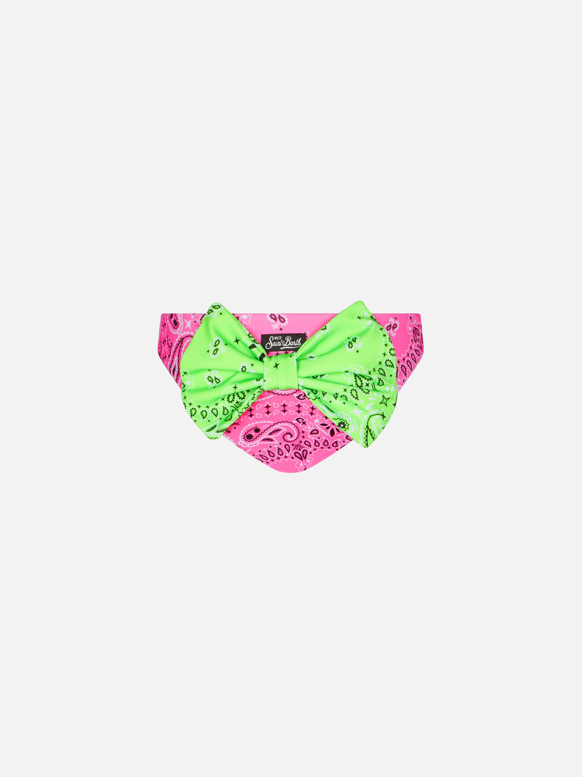 Girl swim briefs with pink bandanna print - MC2 Saint Barth