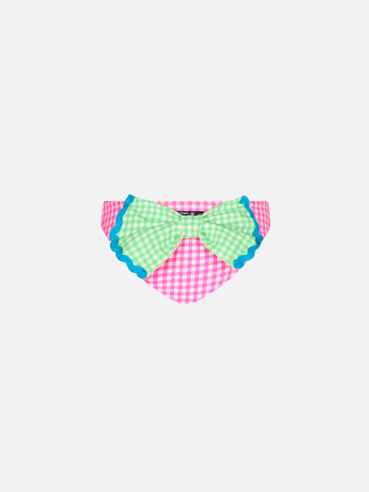 Girl swim briefs with white and pink vichy print - MC2 Saint Barth