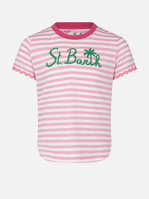 Girl t-shirt with stripes and embroidery - MC2 Saint Barth