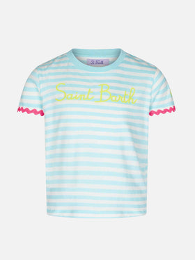 Girl striped t-shirt with Saint Barth embroidery - MC2 Saint Barth