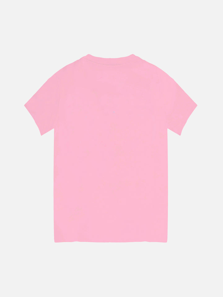Pink t-shirt girl s with embroided writing - MC2 Saint Barth