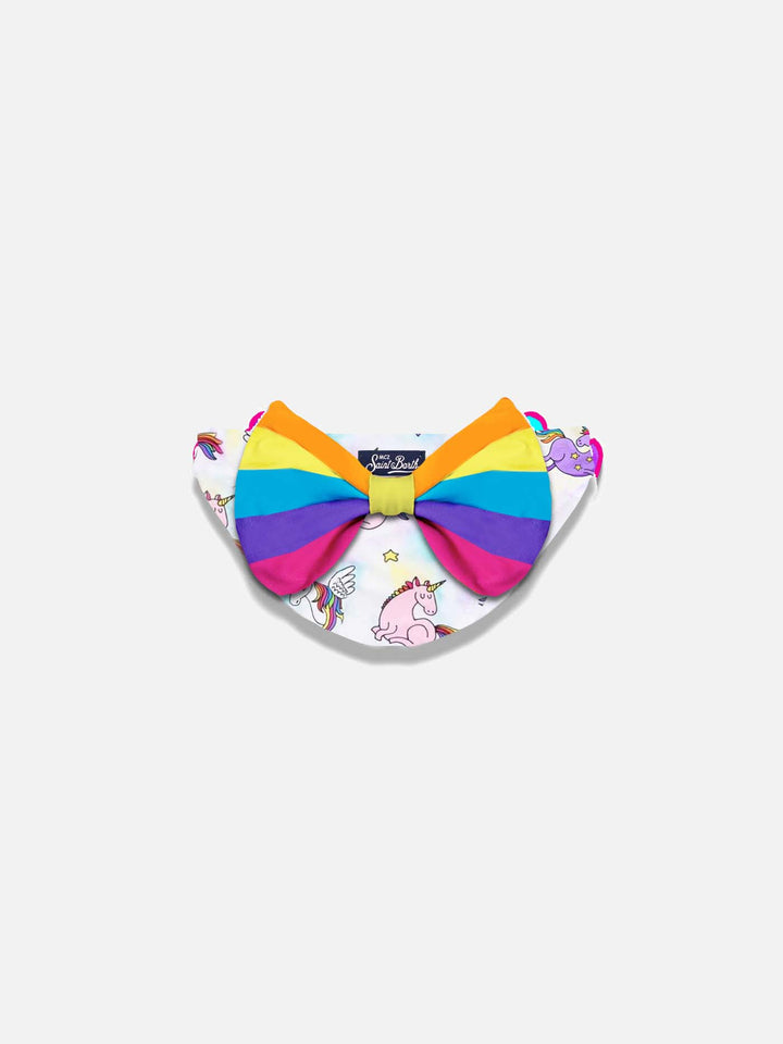 Girl unicorn printed swim briefs with bow - MC2 Saint Barth