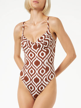 Woman underwire one-piece swimsuit with pattern - MC2 Saint Barth