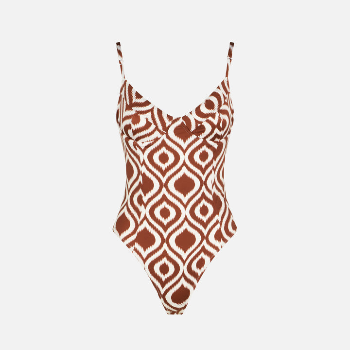 Woman underwire one-piece swimsuit with pattern - MC2 Saint Barth
