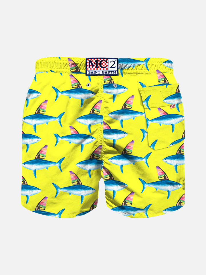 Boy swim shorts with shark print - MC2 Saint Barth