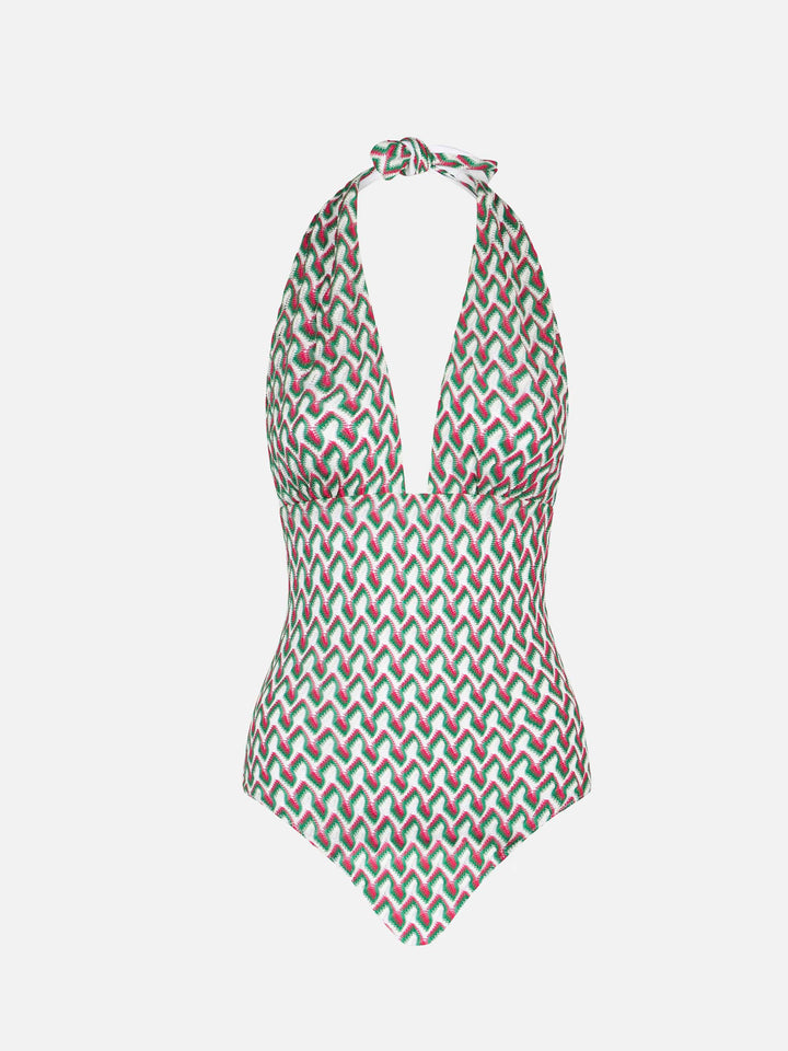 Fucsia and green knitted pattern one piece - MC2 Saint Barth