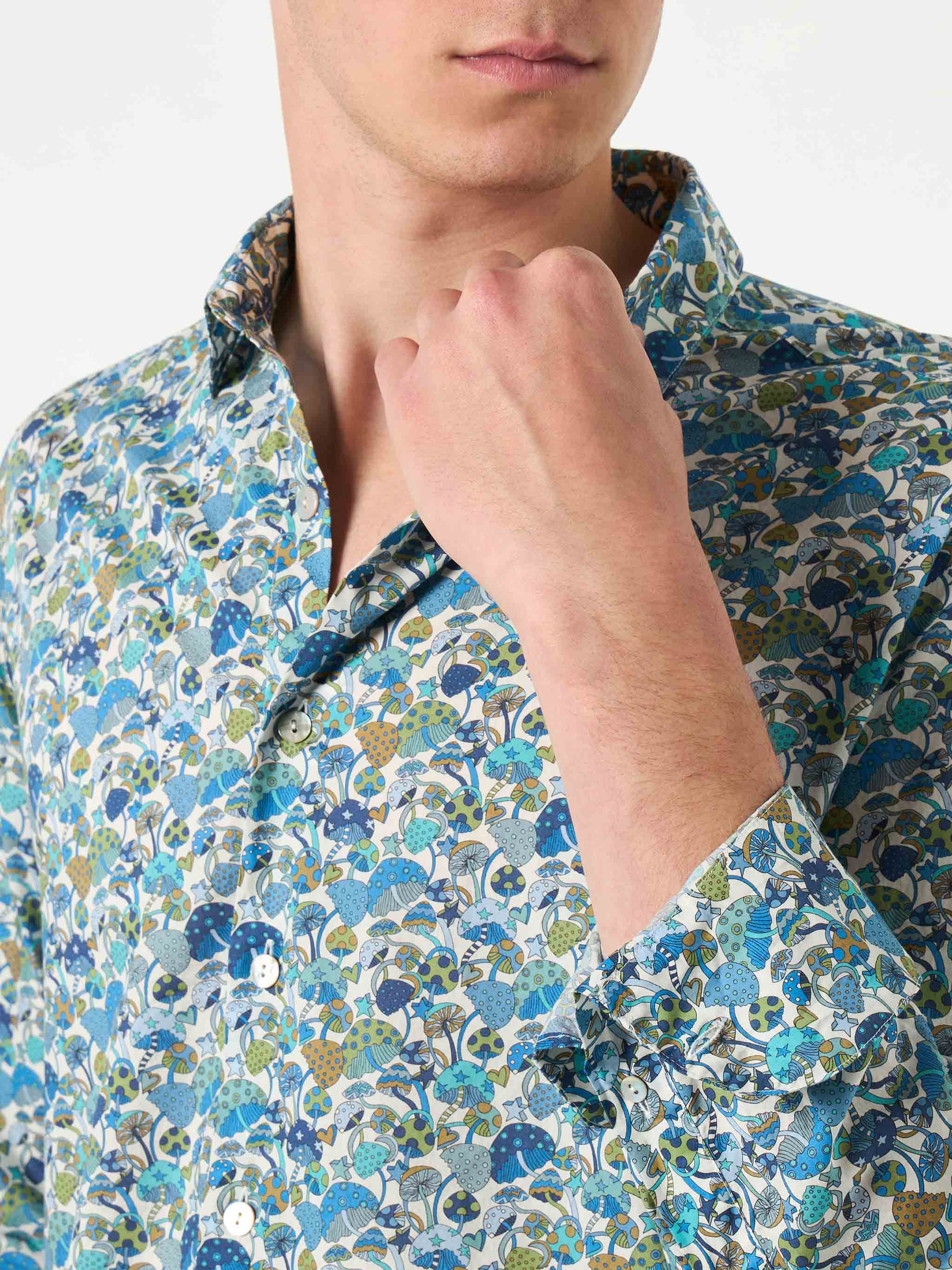 Man muslin cotton Sikelia shirt with mushroom print | Made with Liberty fabric - MC2 Saint Barth